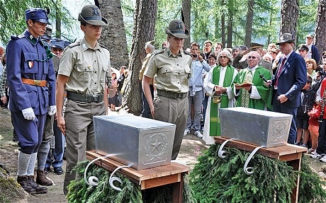 2012 funeral in Pieo for two soldiers who died in the Battle of Presena.