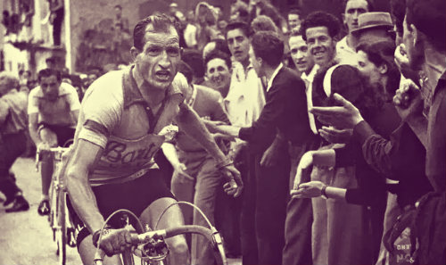 Italian cyclist Gino Bartali in action