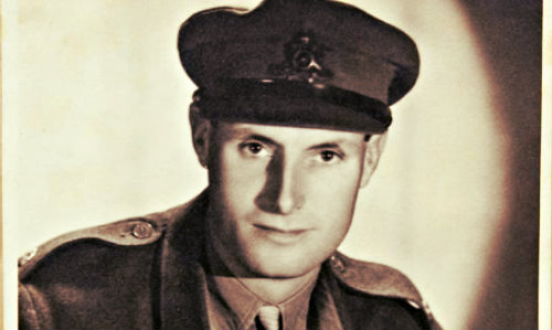 Close-up look at the face of the unknown WWII soldier (photo color altered).