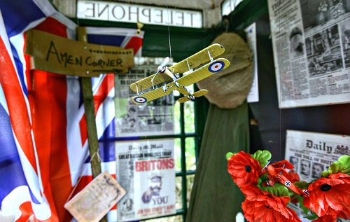 Some of the WWI memorabilia displayed in the Listening Post.