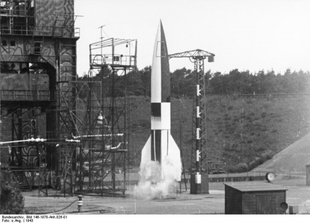 A V2 Rocket ready to launch   Bundesarchiv / Wikipedia