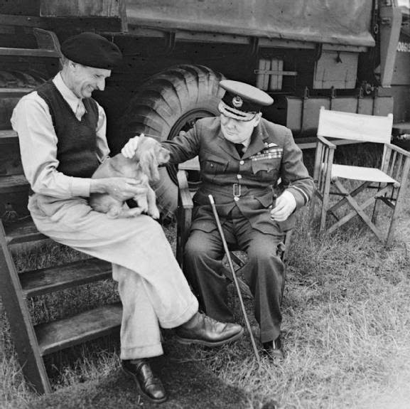 Winston Churchill pays a visit to Monty (and Rommel) at his HQ in Chateau Creully, Normandy in August 1944