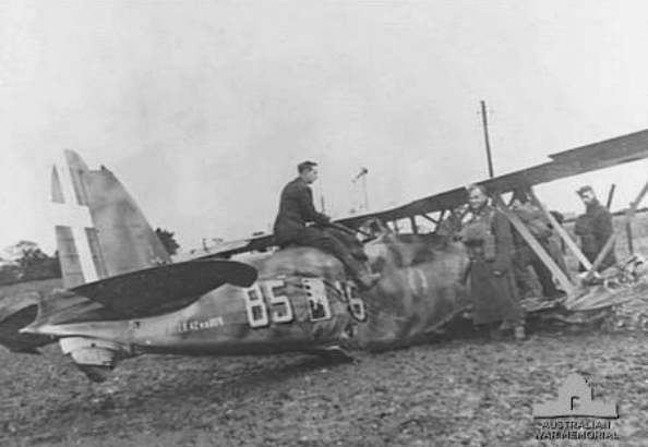 Crashed_Fiat_CR42_near_Lowesoft_1940