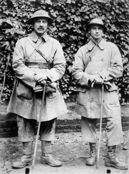 Captain Bernard L. Montgomery, DSO (on the right), with a fellow officer of 104th Brigade, 35th Division, with which he served from January 1915 until early 1917