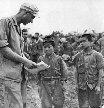 Soldier boys taken prisoner in the battle of Okinawa, 1945 (Wikipedia)