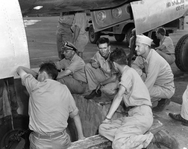 Little Boy is loaded into Enola Gay