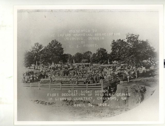 Decoration Day ceremony Columbus, GA in 1868 via http://www.livescience.com/54919-true-story-behind-first-memorial-day.html
