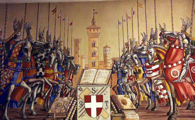https://en.wikipedia.org/wiki/Guelphs_and_Ghibellines Ottavio Baussano's painting of the Guelph and Ghibelline families