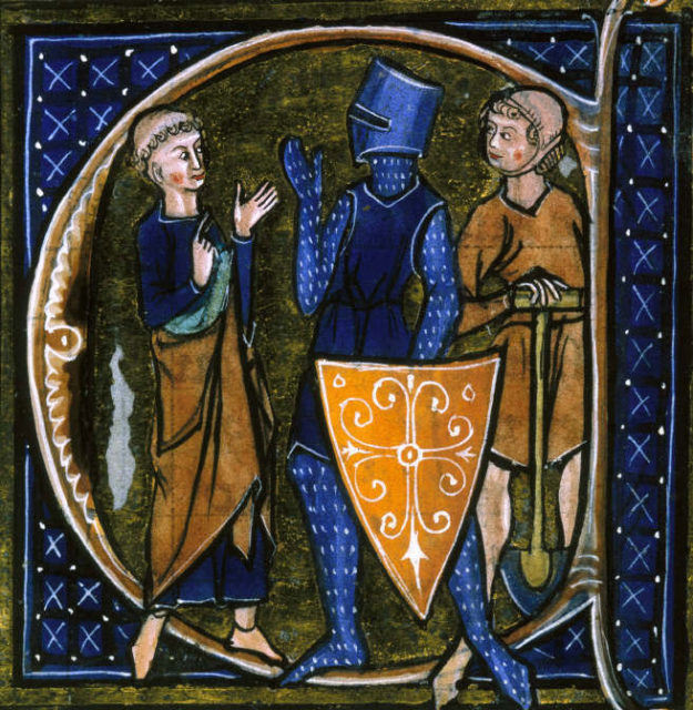 Medieval French manuscript illustration of the three classes of medieval society: those who prayed—the clergy, those who fought—the knights, and those who worked—the peasantry.