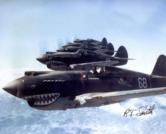 3rd Squadron Hell's Angels, Flying Tigers, over China, photographed in 1942 by AVG pilot Robert T. Smith.