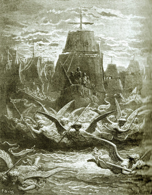 Louis IX's fleet sails from France, by Gustav Doré