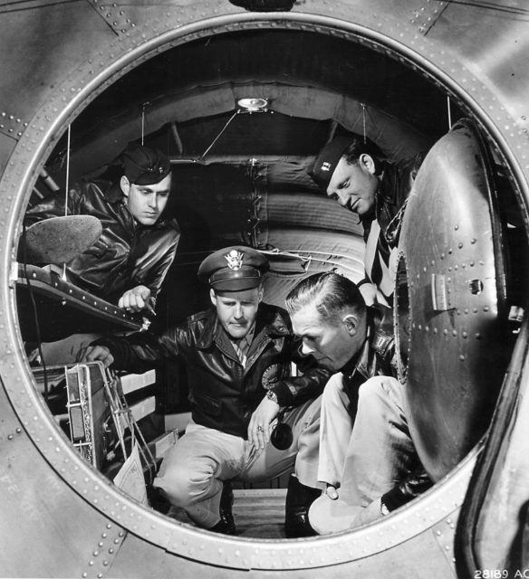 Interior photo of the rear pressurized cabin of the B-29 Superfortress, June 1944.
