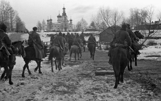 Russian Cavalry Entering a liberated town. RIA Novosti archive, image #2548 / L. Bat / CC-BY-SA 3.0