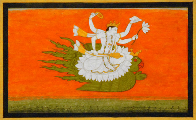 An image of the God Vishnu showing the swirling Chakram. Image: Wikipedia