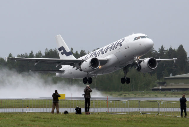 Finnair A319 take off at Kuopio, Finand. (Photo by Fyodor Borisov/Transport-Photo Images)