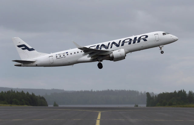 Finnair Embraer-190 at Kuopio, Finand. (Photo by Fyodor Borisov/Transport-Photo Images)