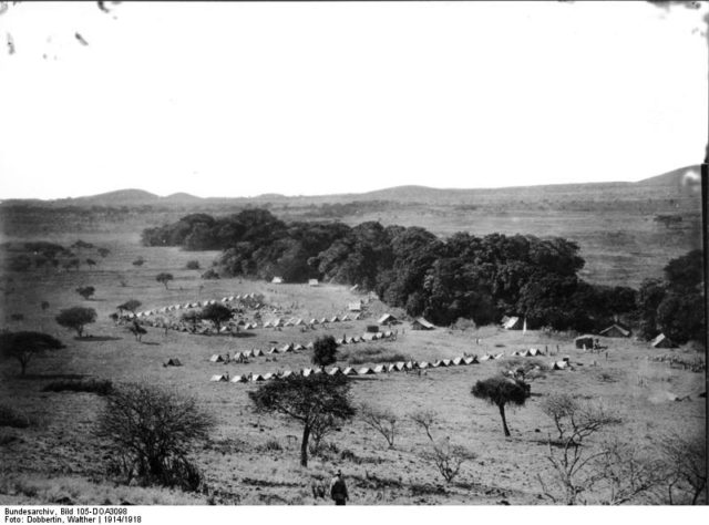 A German field Encampment, the large open plains allowed for free movement, leading to a very mobile war. Image Source: Bundesarchiv-Bild-105-DOA3098-Walther-Dobbertin-CC-BY-SA-3.0.jpg
