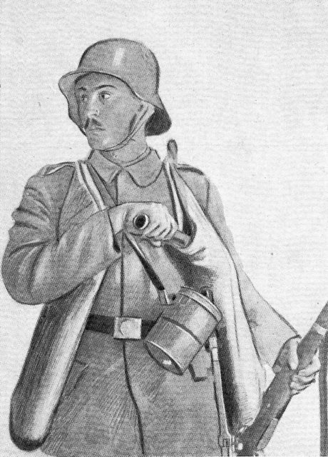 German Storm Troops like this one led the counter attacks on the 28th and 30th. The two burlap sacks contained dozens of grenades. They would push forward while grenading the positions in front of them. This allowed them to move quickly through the British lines. Source: wiki/ public domain