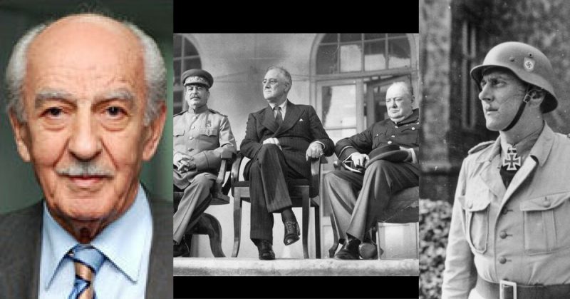 Left: Gevorg Vartanian in 2008. Center: The Big Three (Stalin, Roosevelt, Churchill) at Tehran Conference; Right: Otto Skorzeny. 1. By Source, Fair use; 2.Byhttps://upload.wikimedia.org/wikipedia/commons/a/a8/Tehran_Conference_%2C_1943.png, Public Domain 3. By Bundesarchiv, Bild 101III-Alber-183-25 / Alber, Kurt / CC-BY-SA 3.0, CC BY-SA 3.0 de
