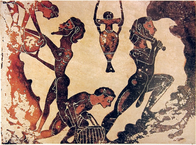 Greek slaves in the mines. though most city-states outlawed murdering slaves, ancient mine work was often a death sentence. the great Greek Philosophers hinted at the Hypocrisy of having slaves in a "free Society" Wikipedia/Public Domain
