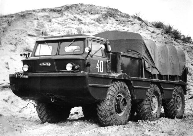 Experienced four-ton amphibious vehicle ZIL-132P. 1969. Photo Credit: ⒸEvgeniy Kochnev, Kolesa.ru.