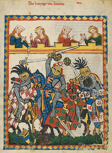 Depiction of Knights in a Tournament melee, from the Codex Manesse, 14th Century. Wikipedia / Public Domain