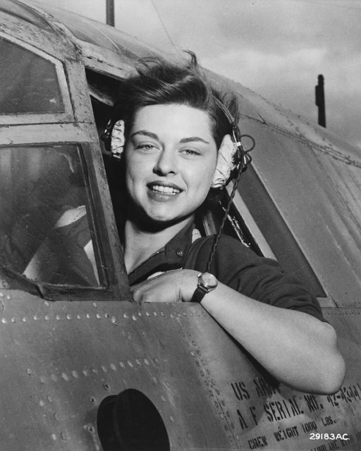 Elizabeth L. Gardner, WASP, at the controls of a B-26 Marauder.