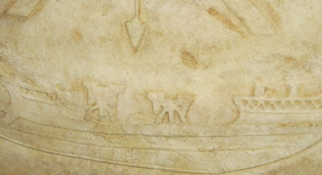 Ballistae on a Roman ship.