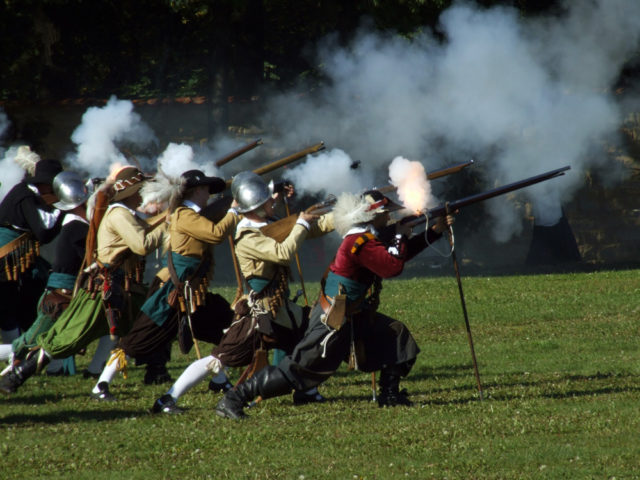 Muskets were certainly effective, but still heavy at the time. Image By RadekS CC BY-SA 3.0, Wikipedia