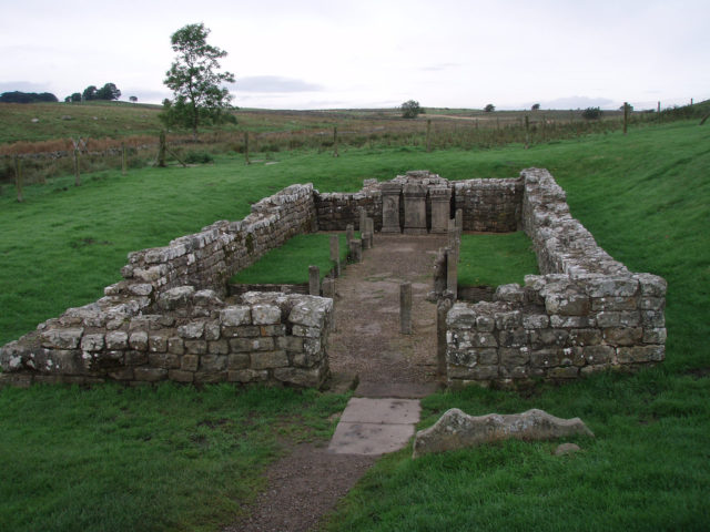 The remains of the Roman Brocolitia mithraeum, Temple to Mithras at Hadrian's wall in the North of England. Wikipedia / Public Domain