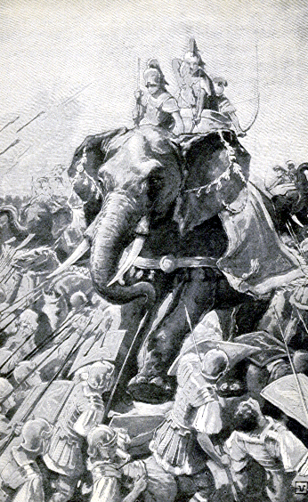 Pyrrhus' elephants were quite feared, but the massive trench ensured that they played no real part in the attack on Sparta. Wikipedia/Public Domain