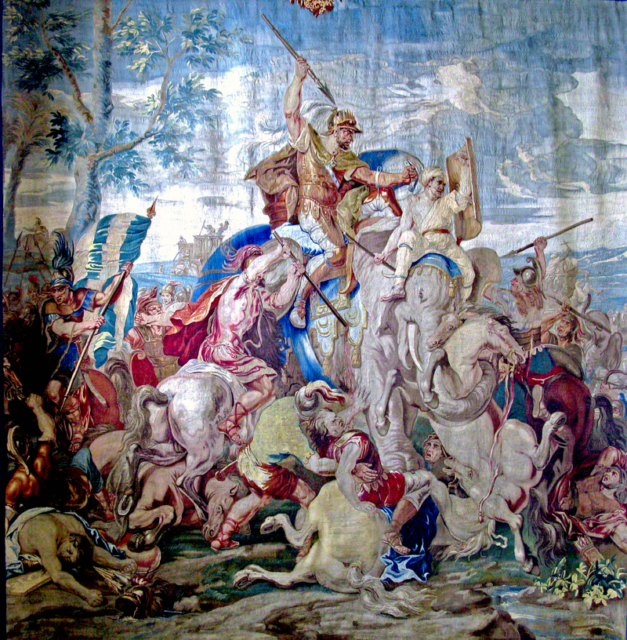 Battle of Guagamela, depicted on a tapestry. Photo Source. 