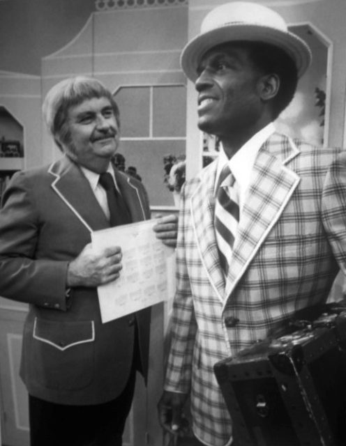 Publicity photo of Bob Keeshan and comedian Nipsey Russell in the Treasure House on the television program Captain Kangaroo.