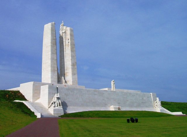 The Canadian National Vimy Memorial as seen from Hill 145 Photo Credit