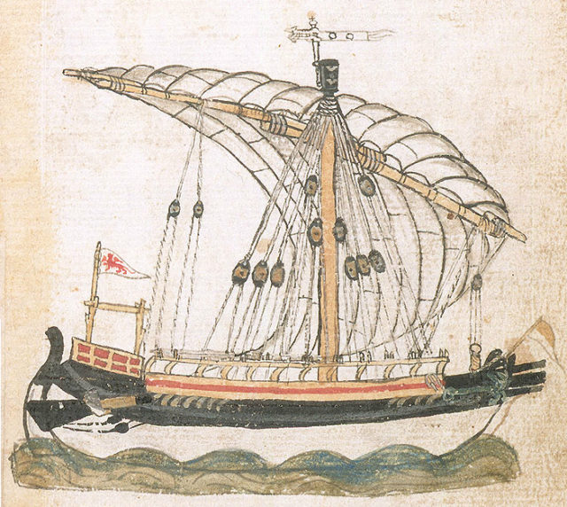 Illustration of a 15th-century trade galley from a manuscript by Michael of Rhodes (1401–1445) written in 1434.