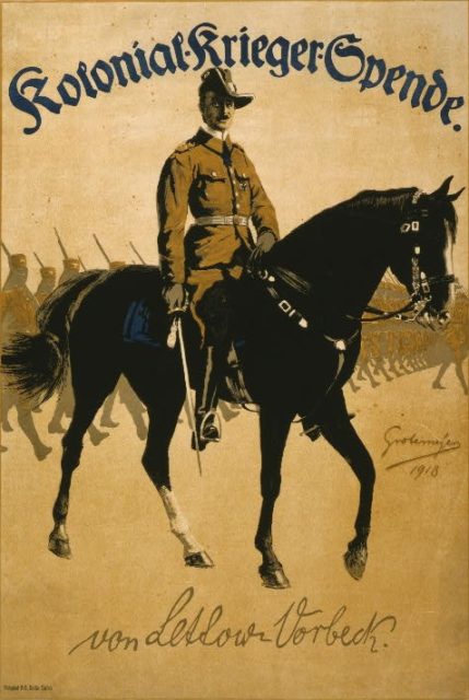 A vintage poster portrays Paul Von Lettow-Vorbeck during his time in Africa. 