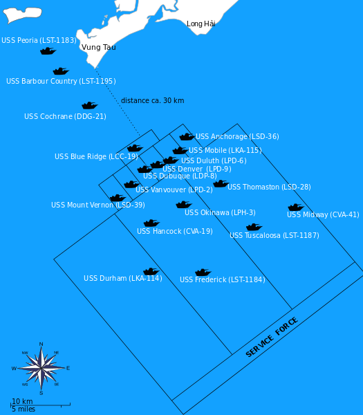 Location of US Navy ships in the South China Sea during Operation Frequent Wind Photo Credit