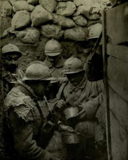 French Soldiers in a trench.