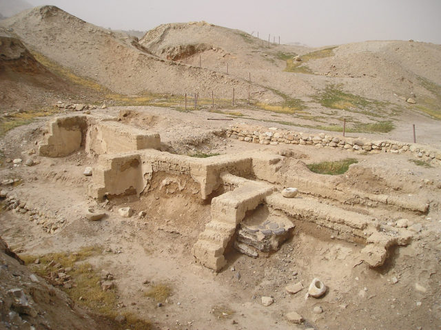 Ancient dwelling foundations unearthed at Tell es-Sultan in Jericho.