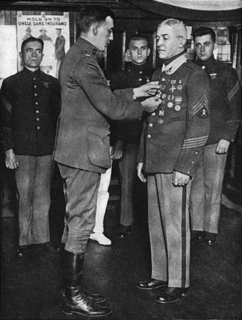 Daly receiving the Médaille Militaire from the French government.