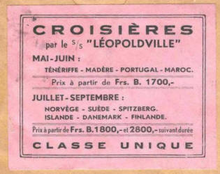 Advertising poster for cruises aboard the SS Leopoldville 5