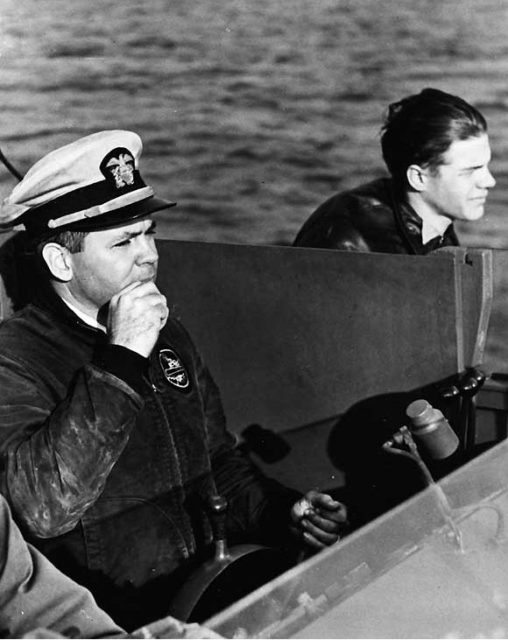 Lieutenant Bulkeley pilots a PT Boat (Left)