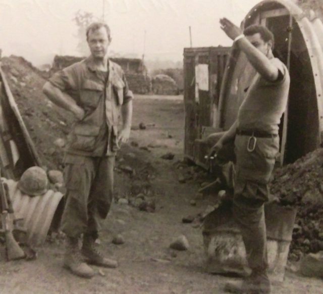 After receiving his commission, Strobel, left, became a platoon leader for an Army engineer company and deployed to Vietnam from 1970-1971. Courtesy of Larry Strobel.
