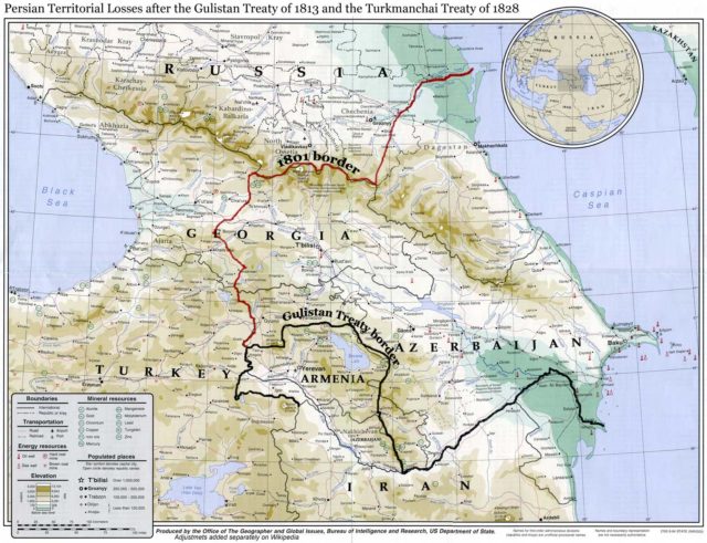 Iranian territories in the 19th century that were lost to Russia