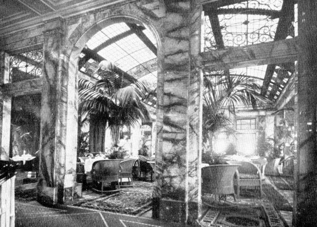 The winter garden, or greenhouse which housed a cafe on board the Cap Trafalgar;