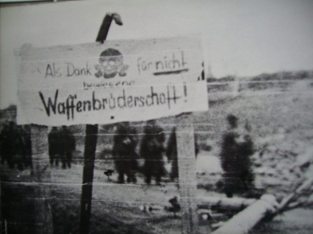 Picture of a sign the Germans left in Lappland 1944. “In gratitude of brotherhood-in-arms NOT demonstrated.”