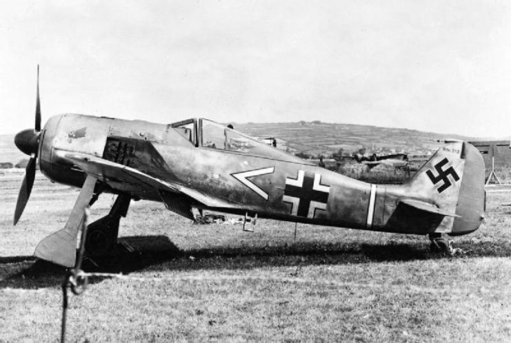 A German Focke-Wulf Fw 190 A-3 of 11./JG 2 after landing in the UK by mistake in June 1942.