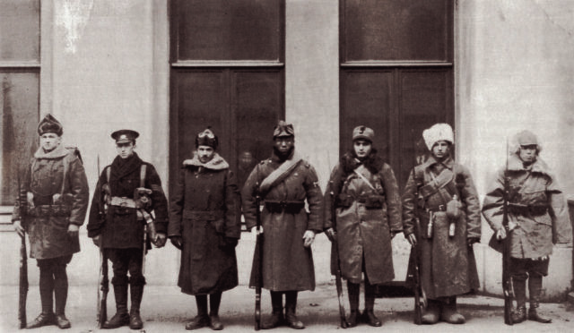 Allied troops stationed in Vladivostok 1918-19, US, Canada, Britain, China, Italy, Czech, Japan..