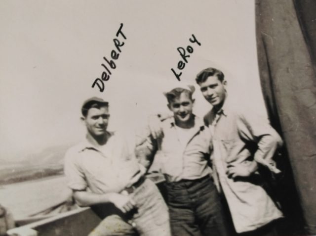 Leroy’s brother, Delbert, was able to get him assigned to his ship, the USS PGM-32, while they were stationed at Pearl Harbor in early 1946. The brothers are pictured aboard the ship in 1946 with an unidentified sailor. Courtesy/Jeremy P. Ämick.