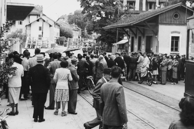 A closed border crossing at Moillesullaz in Geneva on the French-Swiss border in 1943